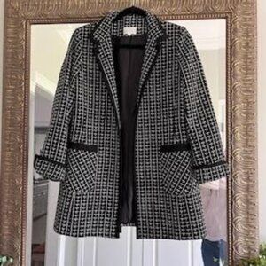 Black & White Elegant Tweed Career Jacket Blazer Women's Size Small
